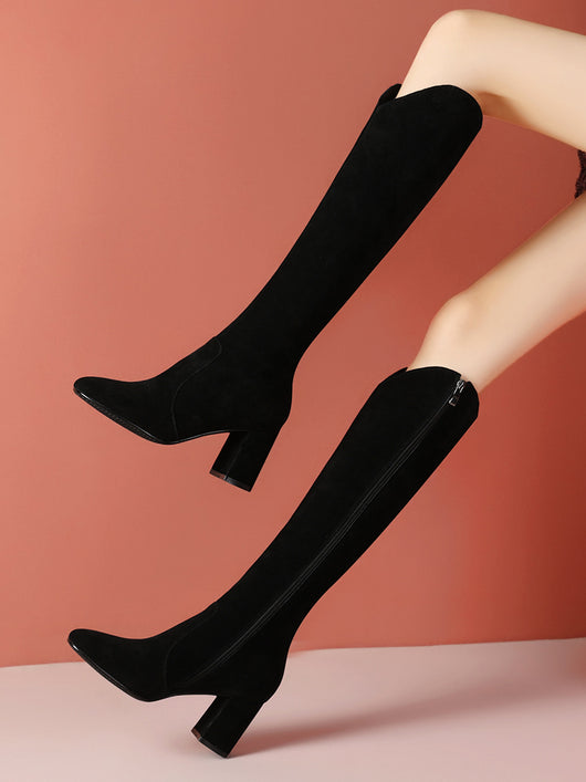 Botas Altas de Cuero con Tacón Grueso para Mujer - Image 7