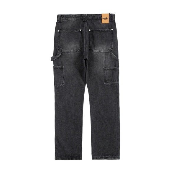 Pantalones de Mezclilla Punk Vintage Desgastados y Lavados