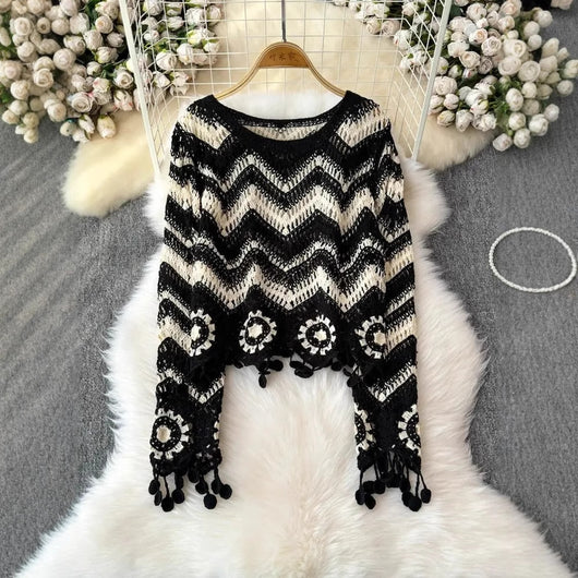 Blusa Suelta Reductora de Manga Larga Tendencia