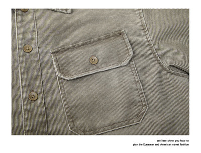 Camisa de Trabajo Pana Lavada Multi-Bolsillos Hombre - Versátil y Durable - Image 30