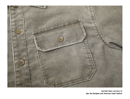 Camisa de Trabajo Pana Lavada Multi-Bolsillos Hombre - Versátil y Durable - Image 30