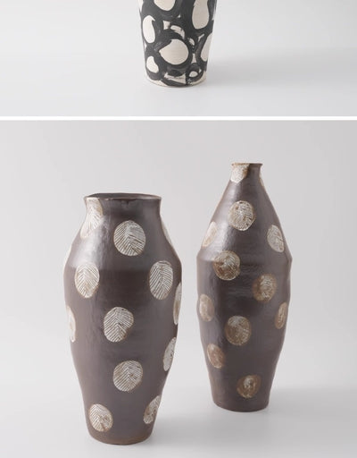 Florero de Cerámica Pintado a Mano Estilo Wabi-sabi Negro - Image 25