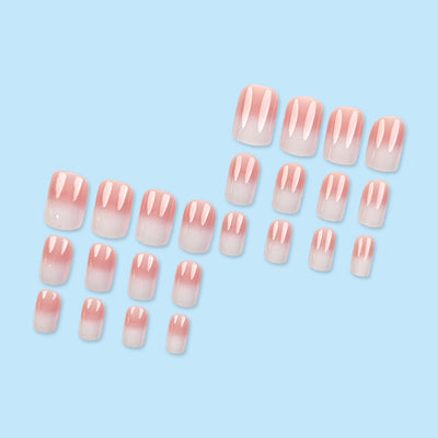 Uñas Postizas Degradado Rosa y Blanco Desmontables - Image 4