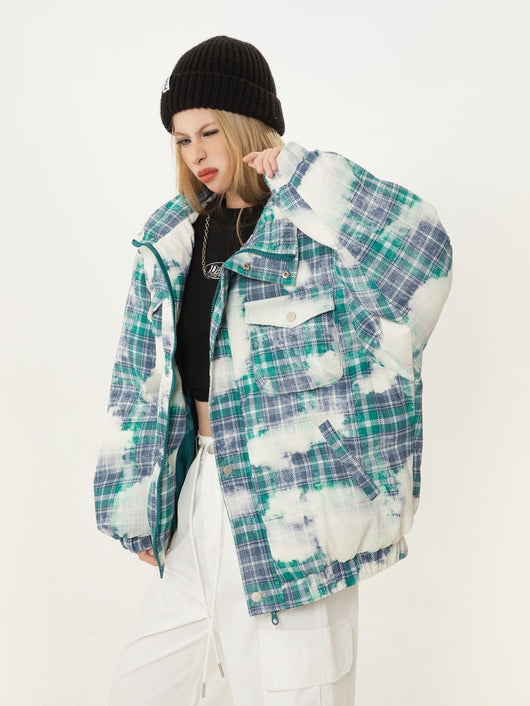 Abrigo de Algodón Cuadros Retro Holgado para Invierno - Image 16