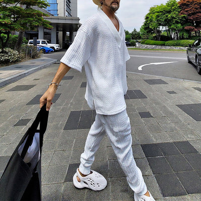 Conjunto Casual Hombre: Playera Suelta Manga Corta + Pantalón - Image 11