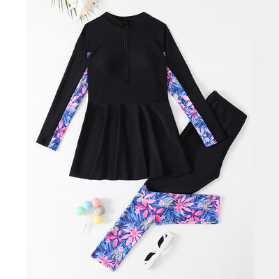 Traje de Baño Conservador de Dos Piezas con Mangas Largas para Niñas Talla M-L - Image 3
