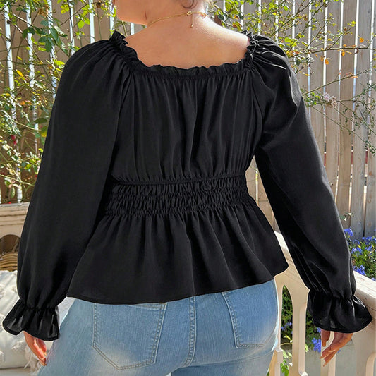 Blusa Reductora Talla Grande con Efecto Adelgazante y Escote Clavícula - Image 2