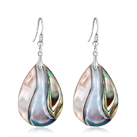 Aretes de Concha de Abulón Natural Europeo y Americano - Elegancia Sofisticada para Mujeres