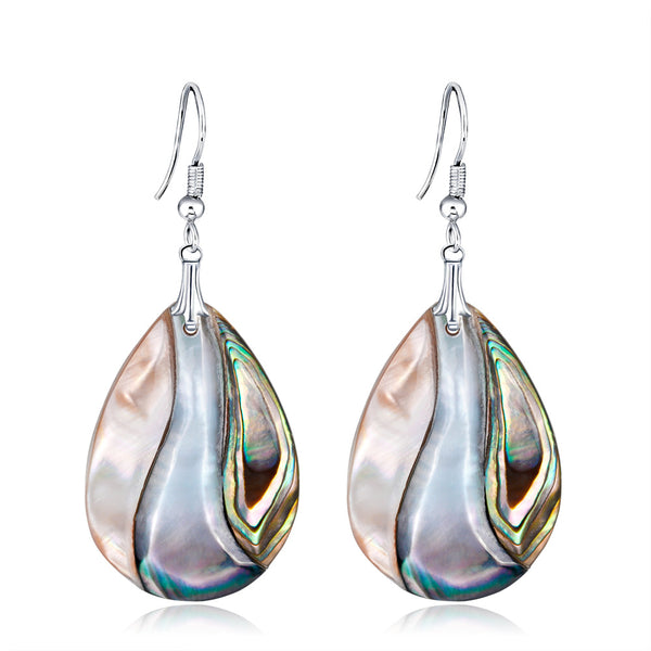 Aretes de Concha de Abulón Natural Europeo y Americano - Elegancia Sofisticada para Mujeres
