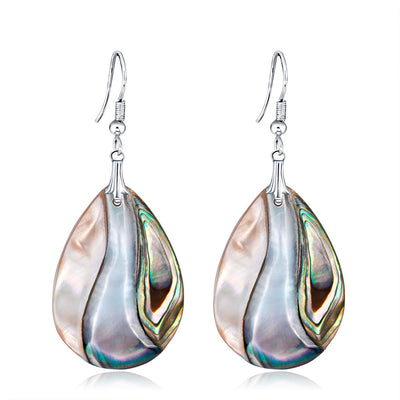 Aretes de Concha de Abulón Natural Europeo y Americano - Elegancia Sofisticada para Mujeres