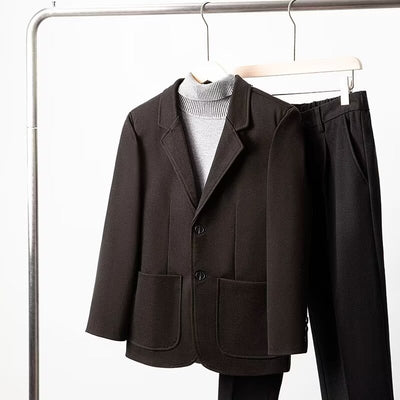 Blazer de Lana Suelta Gris Oscuro para Hombre - Elegancia Casual Profesional - Image 4