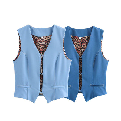 Chaleco Denim Elástico de Color Liso sin Mangas - Versátil y Moderno