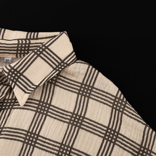 Conjunto Retro de 3 Piezas: Camisa Cuadros Manga Larga, Top Tubo y Shorts - Image 31