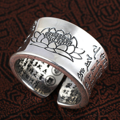 Anillo de Plata Pura con Flor de Loto Vintage para Mujer - Image 8