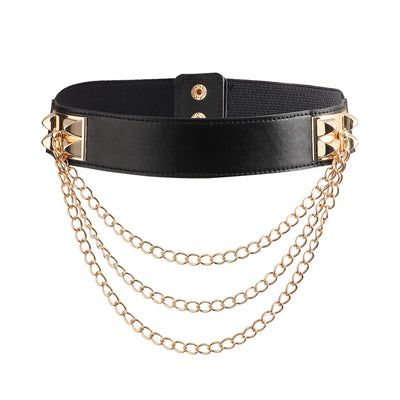 Cinturón Elástico Ancho con Remaches Punk Gold para Mujer - Image 14