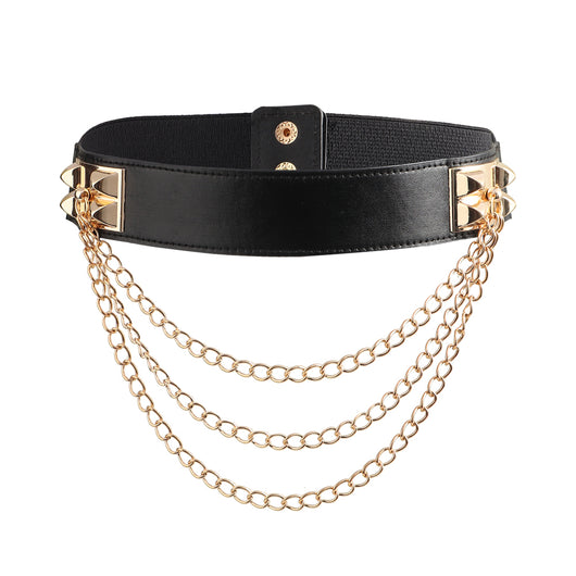 Cinturón Elástico Ancho con Remaches Punk Gold para Mujer - Image 14
