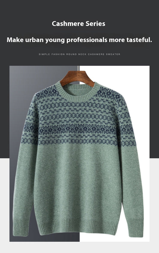 Suéter de Cachemira Jacquard para Hombre - Tejido Grueso y Cálido - Image 18