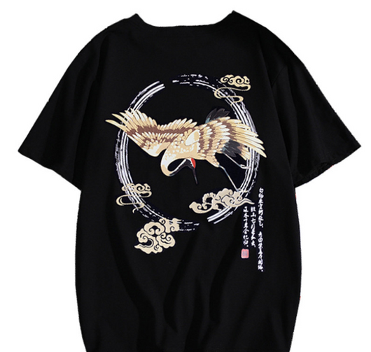 Playera Hip Hop Estilo Chino Grúa de Manga Corta - Image 6
