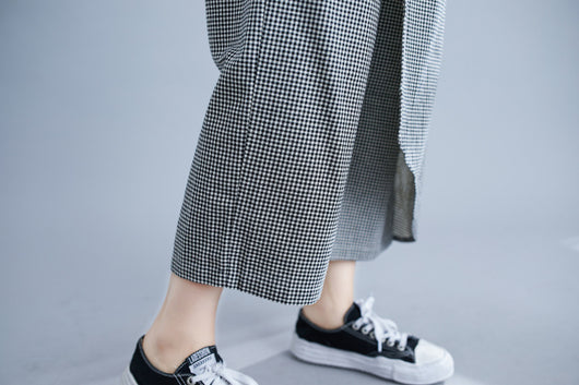 Pantalones Casuales Talla Grande en Algodón y Lino a Cuadros - Image 25