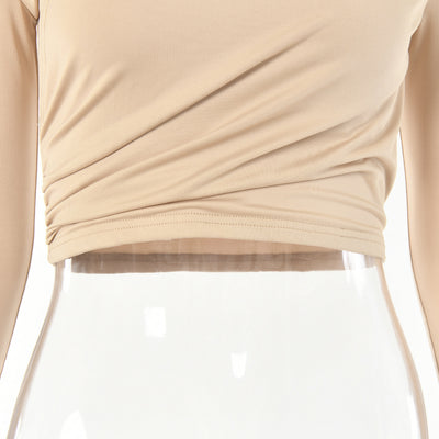 Blusa Ajustada de Cuello Redondo y Manga Larga - Image 3