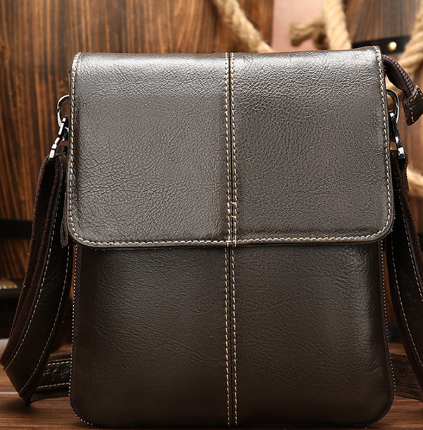 Bolsa Mensajero de Cuero Vertical para Hombre