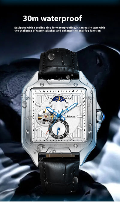 Reloj Mecánico Automático Cuadrado Impermeable con Diseño Calado para Hombre - Image 26
