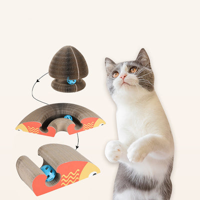 Rascador Plegable Corrugado para Gatos con Campana y Marco de Escalada - Image 3