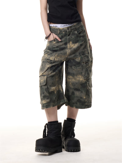 Pantalones Cargo Cortos Camuflaje Retro - Diseño Holgado Unisex con Múltiples Bolsillos - Image 19