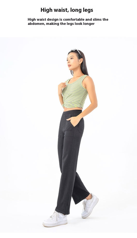 Pantalones Cargo Retro Cintura Alta Mujer Pierna Recta Ancha - Image 16