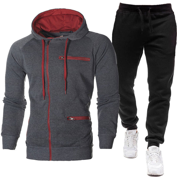 Sudadera con Capucha Jacquard Deportiva para Hombre - Cardigan Fleece Casual