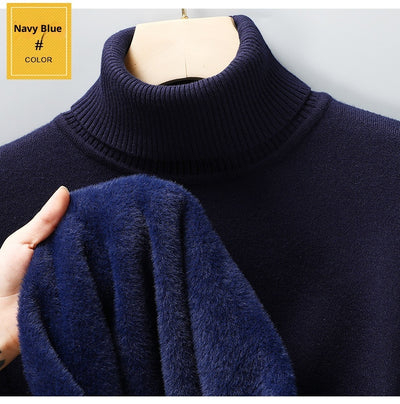 Suéter Cuello Alto Tejido Liso para Hombre con Detalles de Piel - Image 21