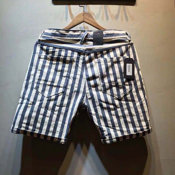 Pantalones de Trabajo Retro a Rayas Azul Marino y Blanco de Cinco Bolsillos