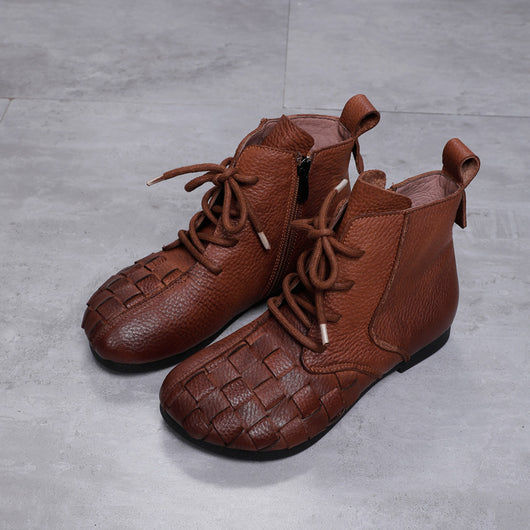 Botines Artesanales Tejidos a Mano con Suela Blanda y Cuero Suave - Image 5