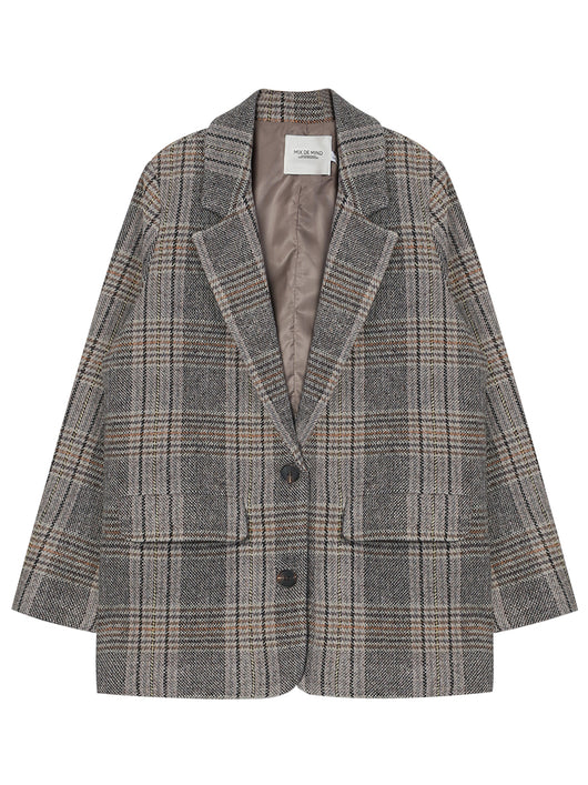 Blazer de Cuadros de Lana para Mujer - Abrigo Corto Cálido Otoño Invierno - Image 8
