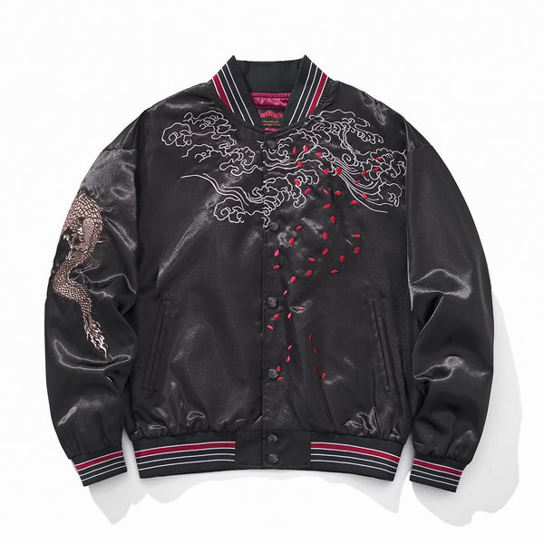Chaqueta Bordada de Dragón Volador y Nubes de Buen Augurio
