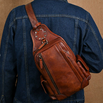 Bolsa Crossbody de Cuero Genuino para Hombre - Estilo Vintage - Image 2