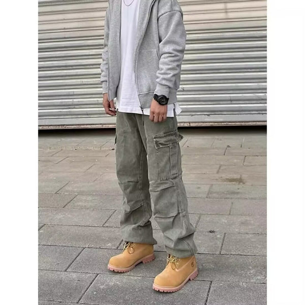 Pantalones Vaqueros Rectos Oversize Lavado Piedra Estilo Retro