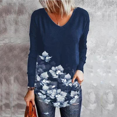 Blusa Suelta con Estampado Floral y Cuello en V para Mujer - Image 10