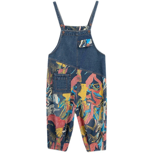 Pantalones Vaqueros Slim con Estampado y Peto para Mujer - Image 3