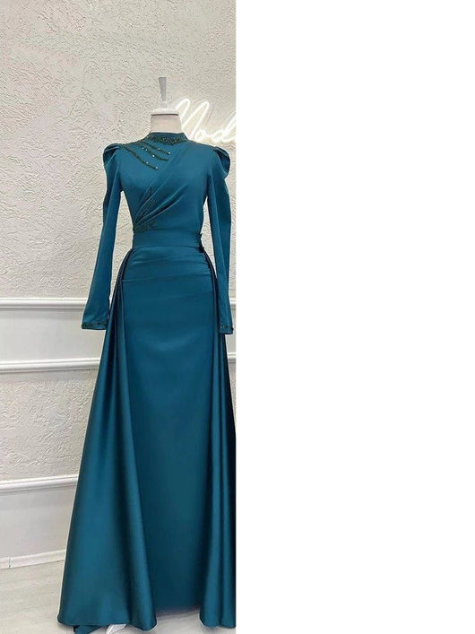 Vestido Islámico Elegante de Manga Larga con Cuello Mao Desmontable - Image 9