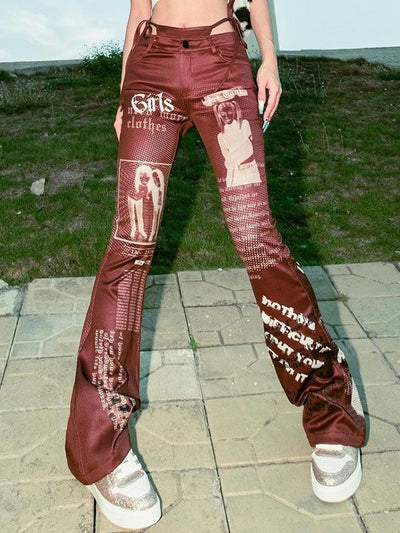 Pantalones Casuales Street Style con Diseño de Cordones y Letras Estampadas - Image 10