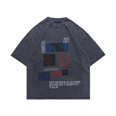 Camiseta Holgada de Manga Corta con Estampado Lavado para Hombre - Image 9