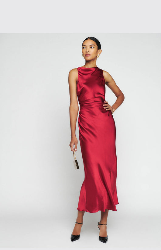 Vestido Acetato Backless Cintura Francesa Ajustado - Image 13