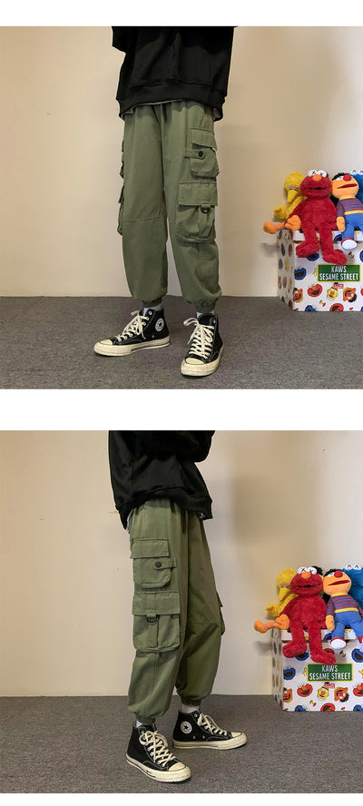 Pantalones Casuales Hombre Primavera Estilo Hong Kong Bolsillos Amplios Corte Recto Tendencia Coreana - Image 12