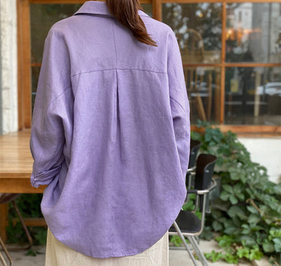 Blusa Vintage de Algodón y Lino Púrpura - Image 10