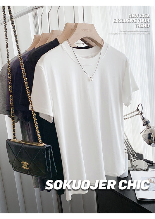 Blusa Ajustada de Modal para Mujer - Manga Corta Elástica Cuello Redondo - Image 11