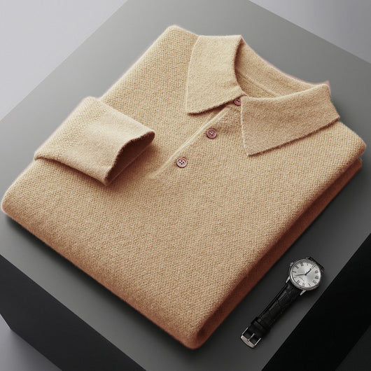 Cardigan Grueso Hombre Cuello Polo Casual Suelto - Image 5
