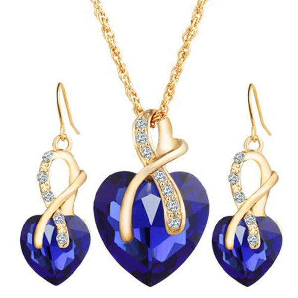 Conjunto de Joyas con Aretes y Collar de Cristal