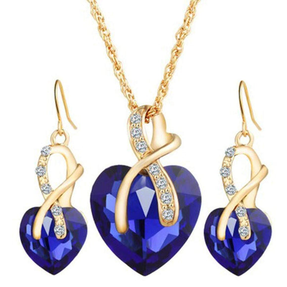 Conjunto de Joyas con Aretes y Collar de Cristal