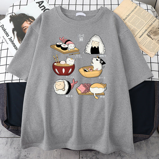 Playera Gato Sushi Estilo Cartoon para Hombre - Image 17